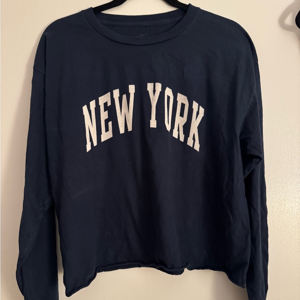 Brandy Melville Navy Blue 'New York' Long Sleeve